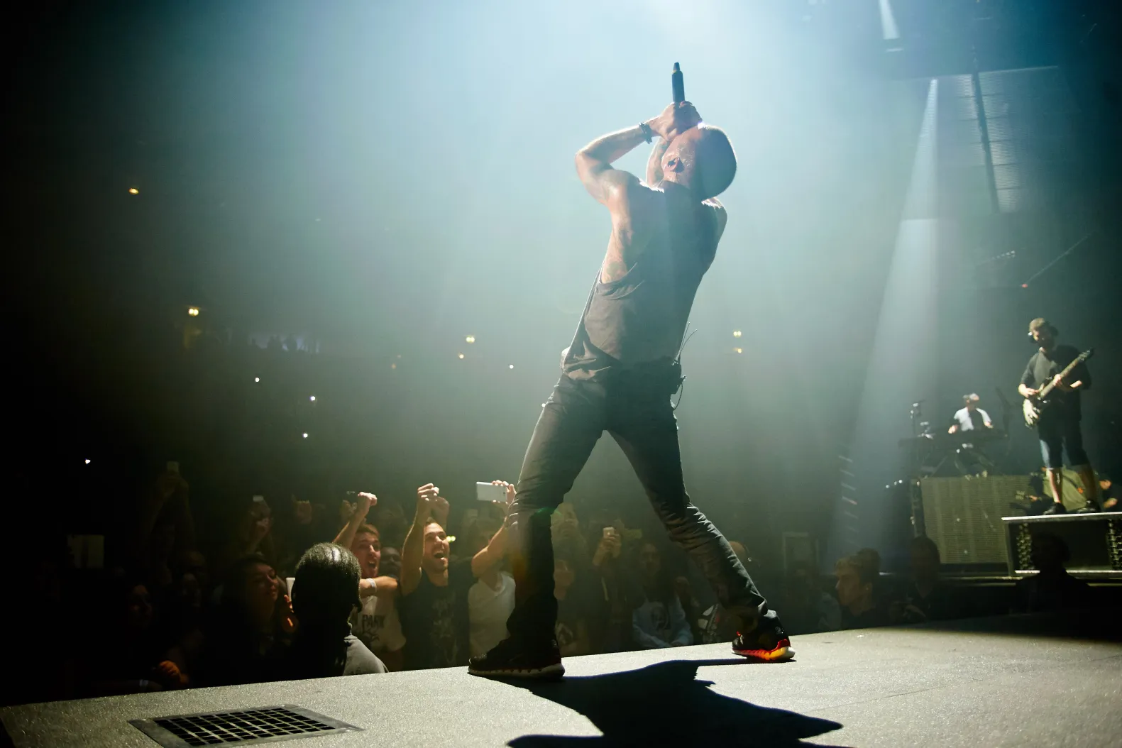 Linkin Park performing live on stage